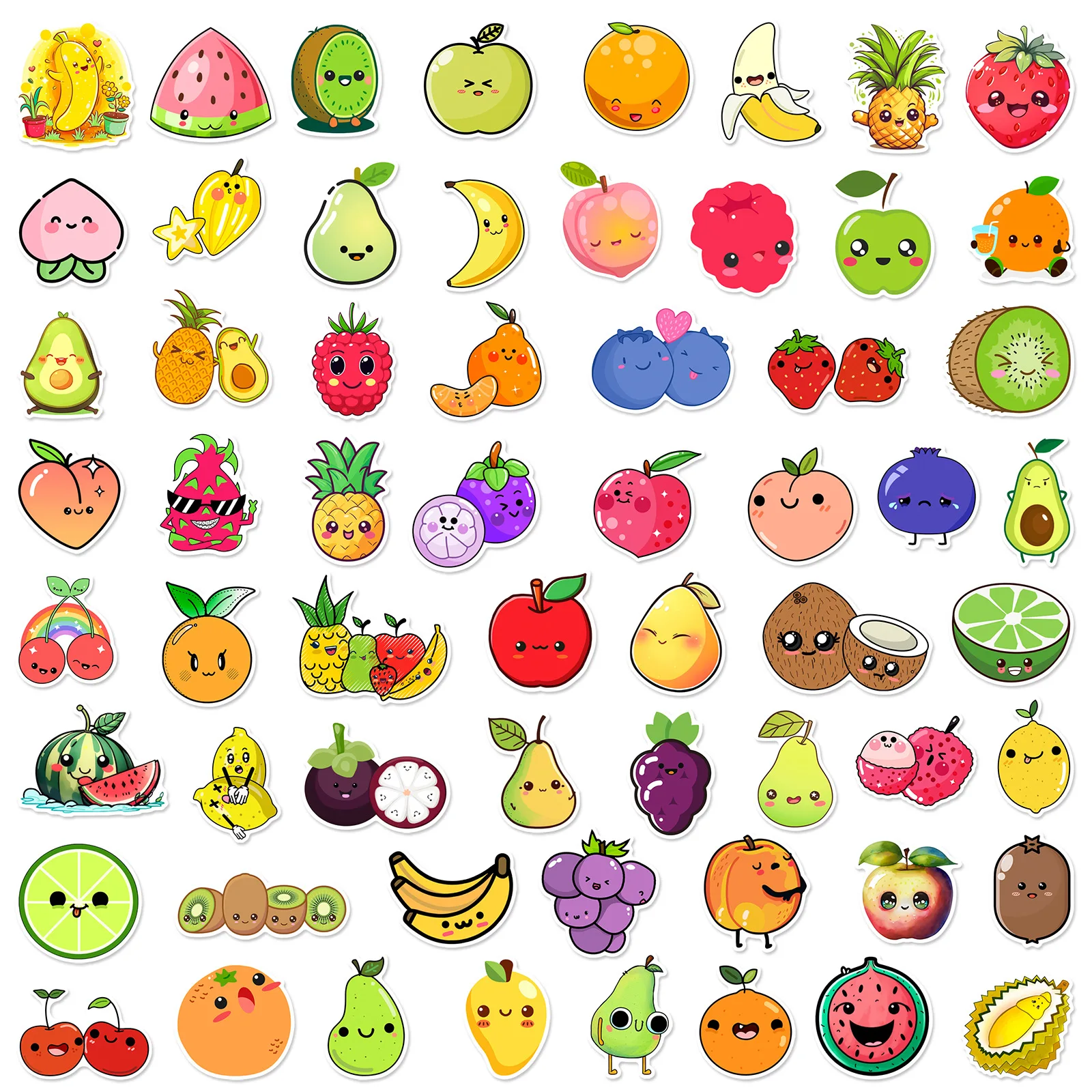 10/30/60pcs Kawai Cartoon Fruit Meme Stickers Graffiti for DIY Decor Scrapbooking Stationery Suitcase Water Bottle Phone Laptop