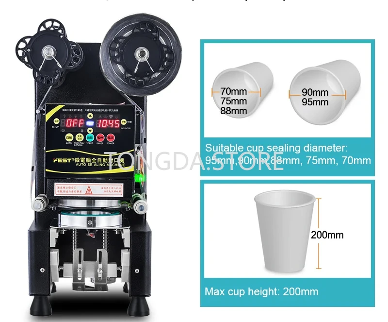 

Automatic 70mm/75mm/88mm/90mm/95mm Plastic Paper Cup Sealing Machine 110V 220V Boba Tea Filler And Sealer Bubble Tea Equipment