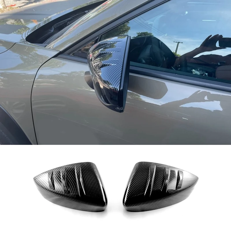 For Mazda CX-50 CX50 2023 Car Side Rear View Mirrors Cover Frame Trim Replacement Accessories (ABS Carbon Fiber)