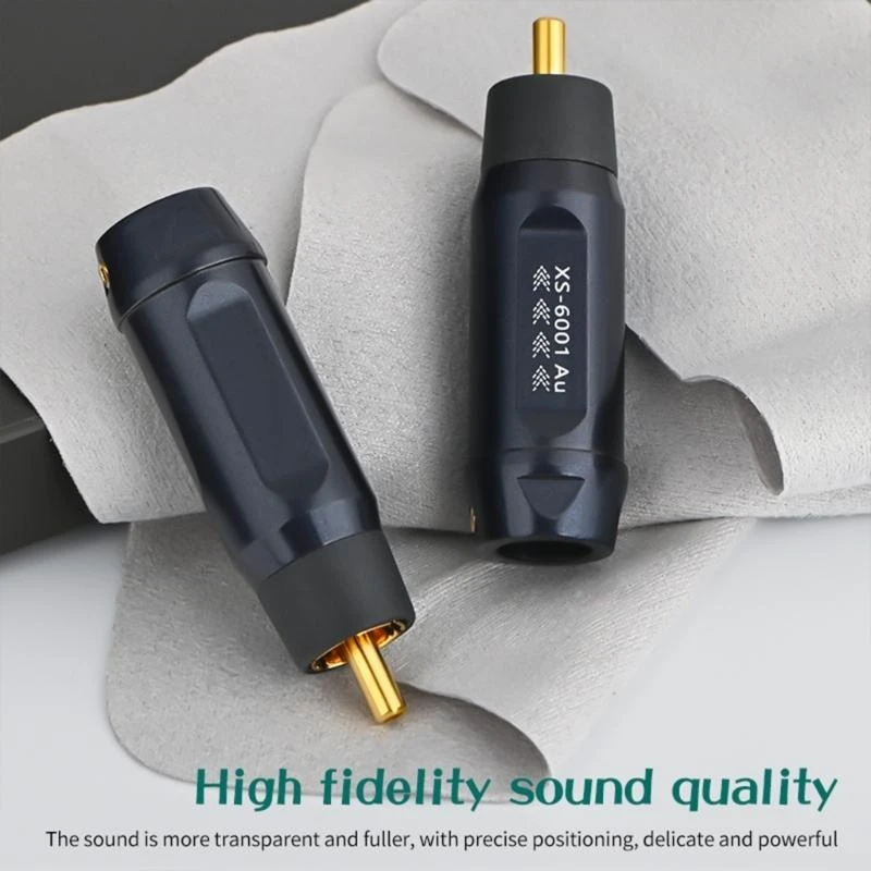 4pcs Prises auditives masculines avec finition dorée Cuivre idéal pour HIFI Auditoire bricolage K1KF