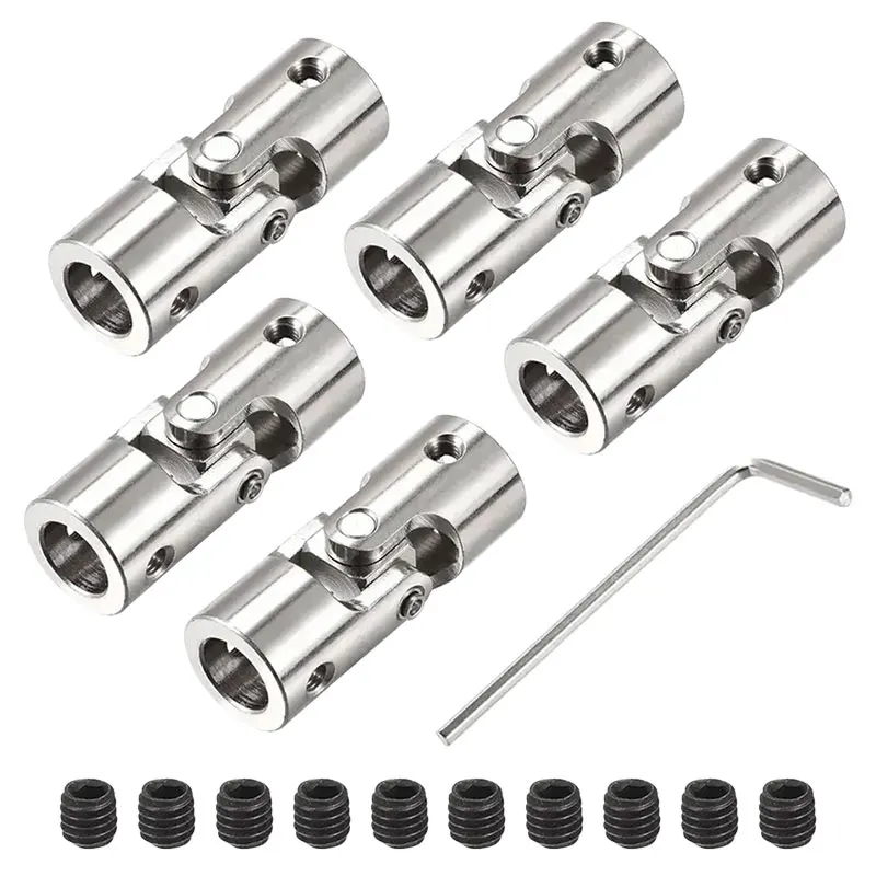 5pcs Universal Rotatable Steering Shaft U Joint Coupling Motor Connector Coupler for RC Car Robot Crawler Boat degree rotatable