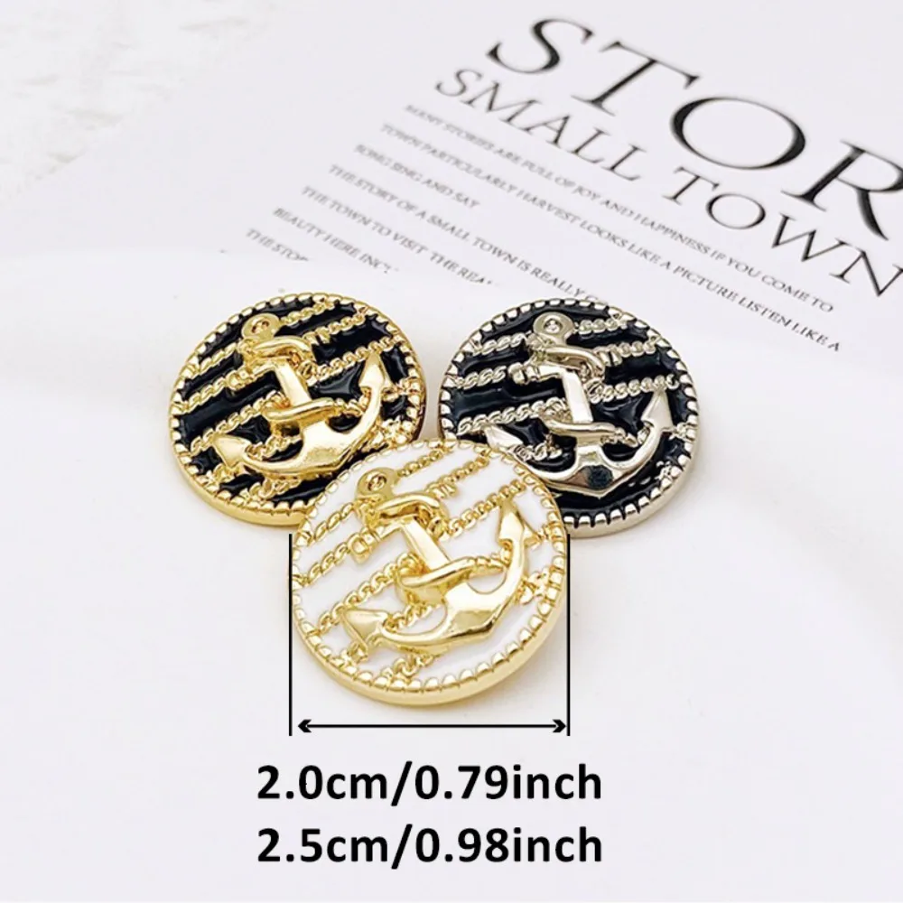 Fashion Striped Anchor Design Metal Round Buttons,DIY Sewing Accessories,Shirt Suit Jacket Coat Decorative Buttons,10pcs/set