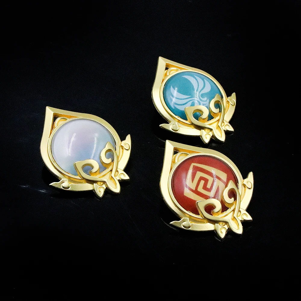 Genshin Impact Sumeru Vision Luminous Pins Brooches 7 Element Eye of God Double Sided Badge Button Pins Cosplay Backpack Gift