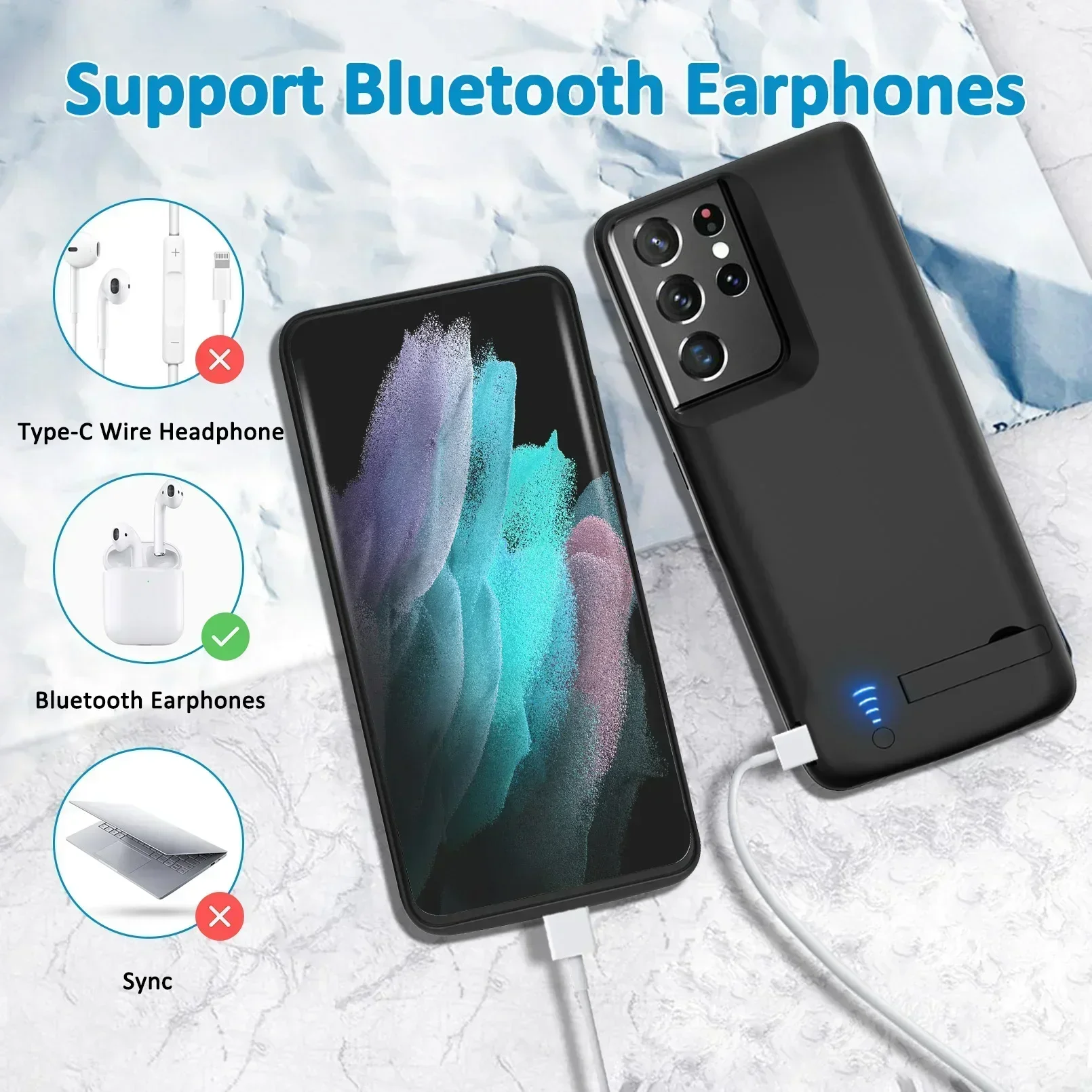 Power Bank Case for Samsung Galaxy S10 S10E S20 S21 S22 Fast Battery Charging Case for Note10 Plus Note20 Ultra 5G Smart Phones