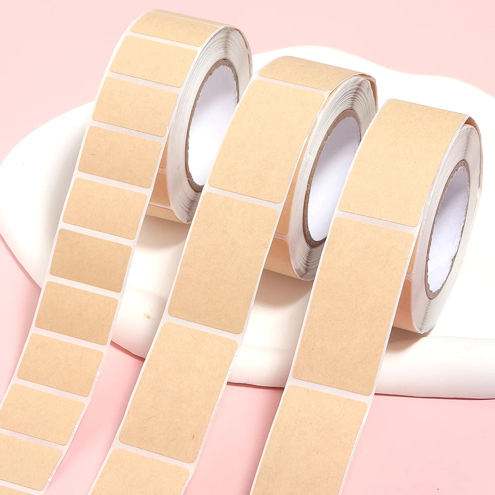 1Roll Kraft Paper Stickers Self-adhesive Label Stickers Can be Written Name Classification Packaging Seal Labels Note Rectangle