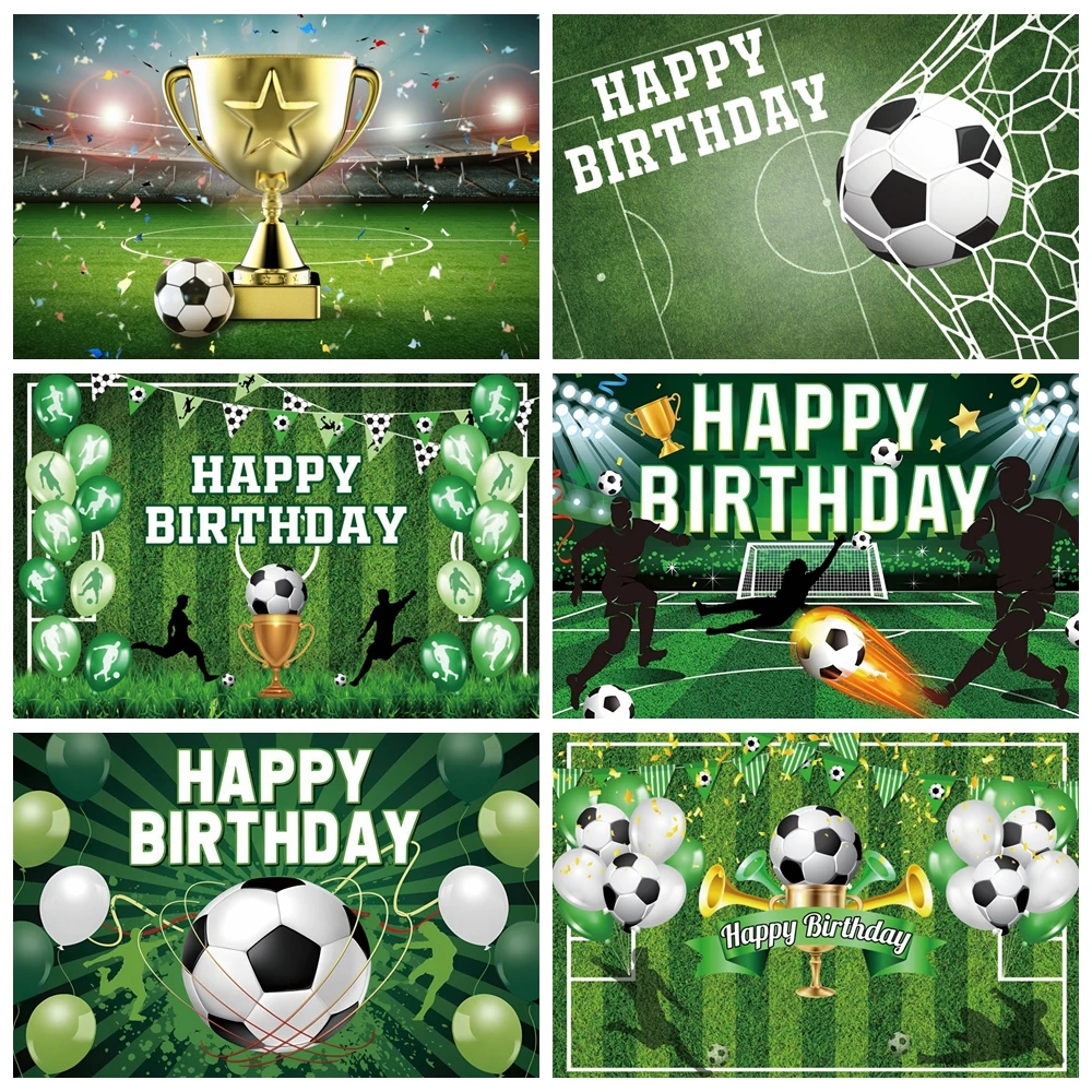 

Boy Birthday Football Party Photography Backdrop Soccer Field Sports Stadium Champion Cup Baby Portrait Background Photo Studio