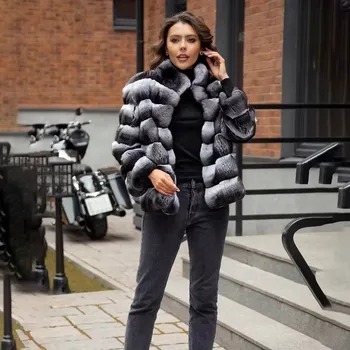 معاطف قصيرة من فرو الأرانب الطبيعي ، سترات شينشيلا ، ملابس نسائية ، منتجات وصلت حديثًا ،