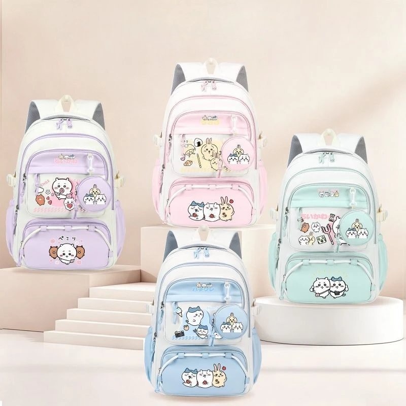 Anime Cartoon Kawaii Chiikawa New Knapsack Schoolbag High-capacity Zipper Abrasion Resistant Antifouling Accept Fashion Printing