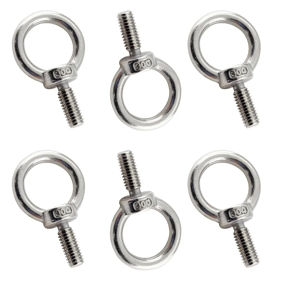 12 szt. Śruby oczkowe M6 ze stali nierdzewnej 304 z gwintem zewnętrznym, śruby oczkowe z pierścieniem, wytrzymałe