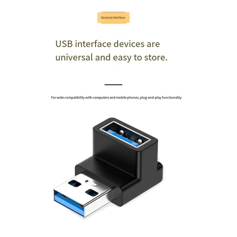 2Pcs USB 3.0 Male to Female Right Angle Extension Adapter Reverse New Arrivals in Stock