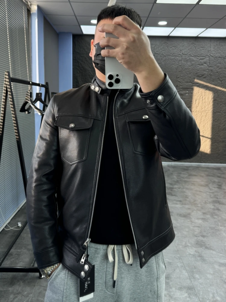 

Svip Cabinet 7W Goatskin White Goose down Stand Collar Men's down Jaet Faion Urban Sle Regular Length Youth Coat