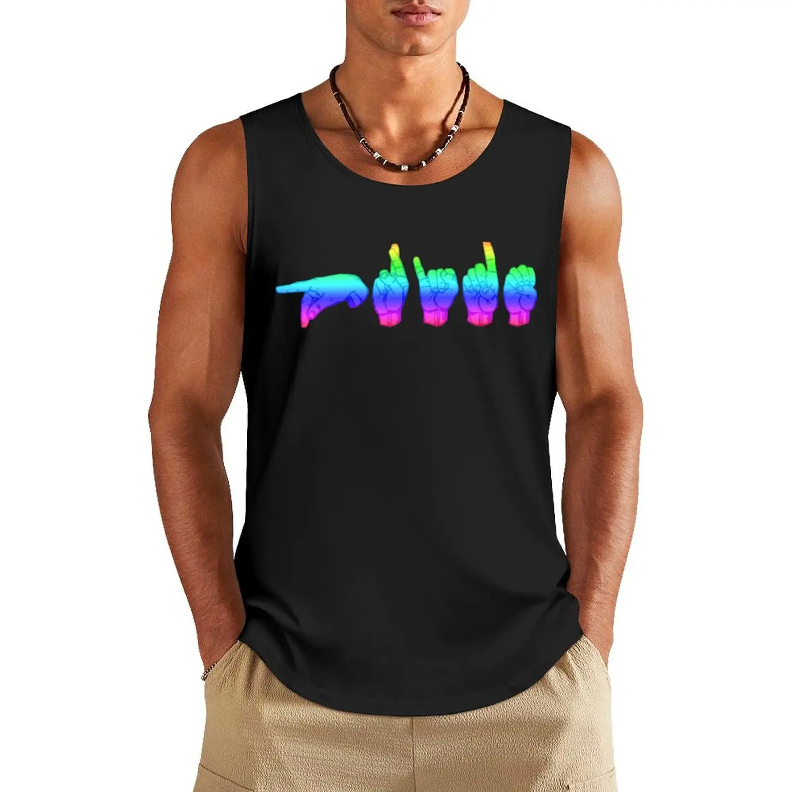 

American Sign Language - Pride Tank Top t-shirt Men's summer clothes