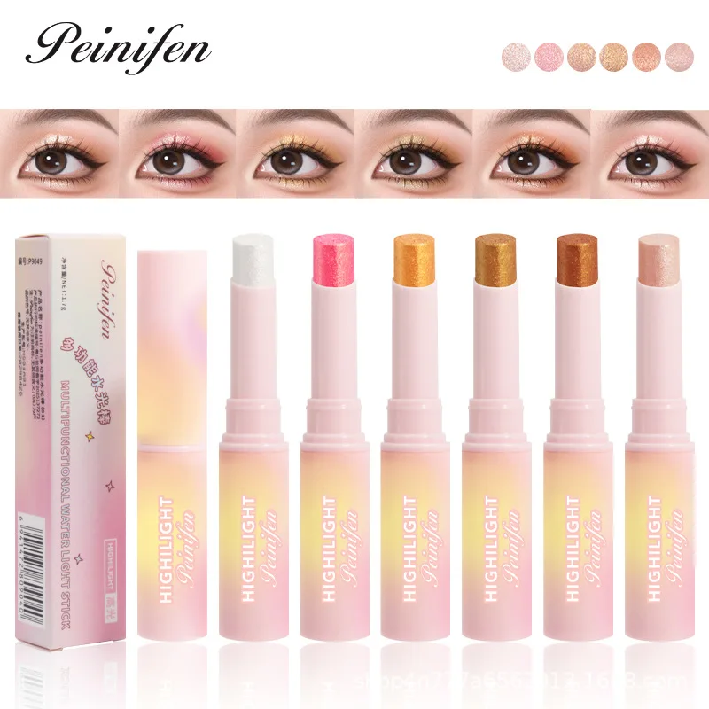 6-Farben-Aufhellender Glitzer-Lidschattenstift – Shimmer Glow Cremiger Buntstift, leicht zu verblenden Highlights verbessern den perlmuttartigen Glanz