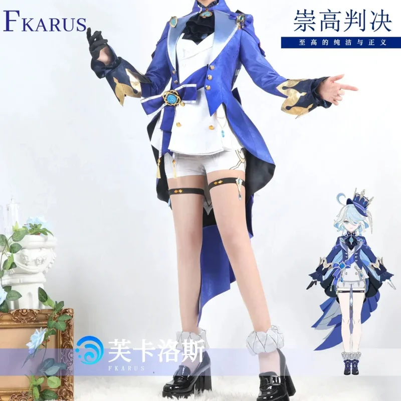 Genshin Impact Focalors 코스프레 의상 가발 모자 Fontaine 새로운 역할 Fkarus Finina 할로윈 파티 여성용 카니발 걸스 XS-XX T
