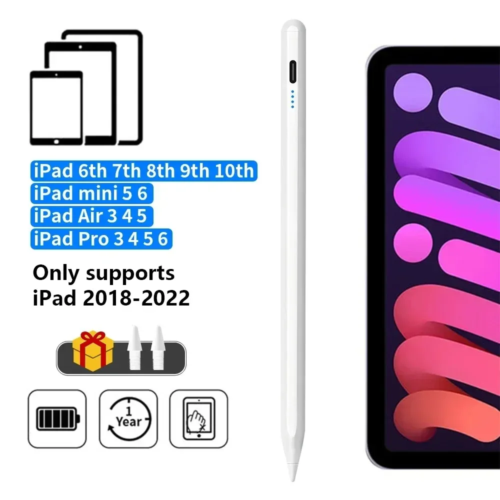 Eingabestift für Apple Pencil, LED-Betriebsanzeigen, Palm Rejection Touch Pencil für IPad von 2018 bis 2025 Jahren