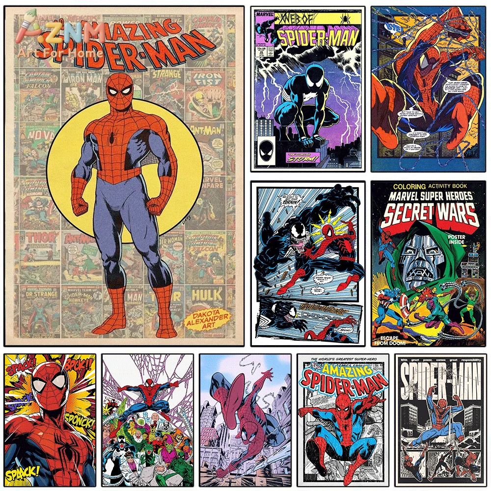 Embroidery Wall Art - AZNM Vintage The Amazing Spider-Man Çizgi