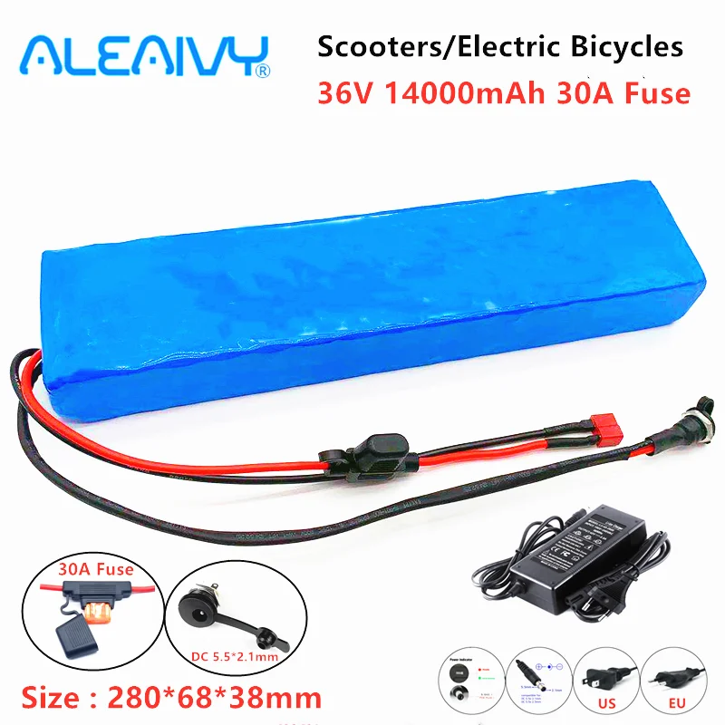 

36V 14Ah E-bike Battery Battery Pack 18650 lithium Battery Pack 600W electric bicycles 36V 14000mAh With 30A Fuse And Charger