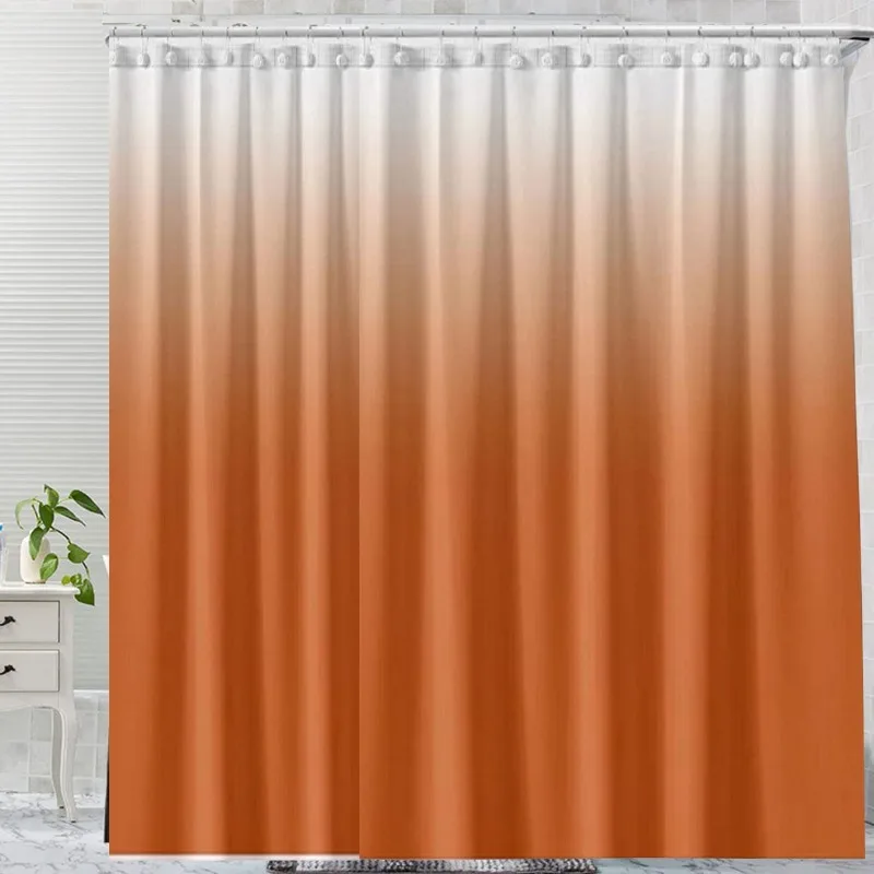 Gradient Color PEVA Shower Curtain Nordic Style Perforated Thickened Waterproof Moisture Proof And Mildew Proof Bathroom Curtain