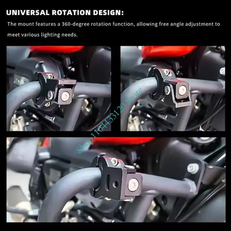 Anti Rusts Aluminum Motorcycle Auxiliary Light Mount Fits 3 5Mm to 2Mm Spacers Simple Installs for 18 to 32Mm Handlebars