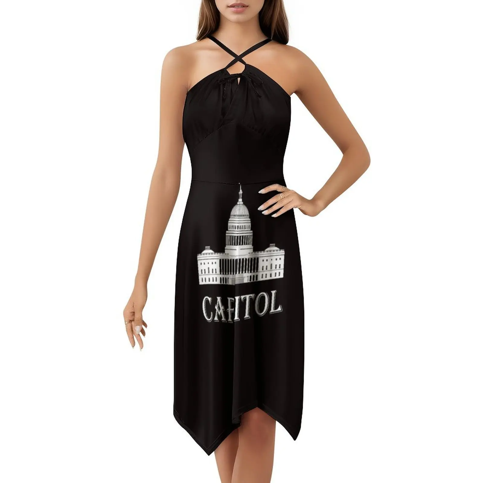 فستان كابيتول بريبي قصير للنساء على شكل حرف A فضفاض مناسب فستان يوم كاجوال ملابس نسائية كابيتول