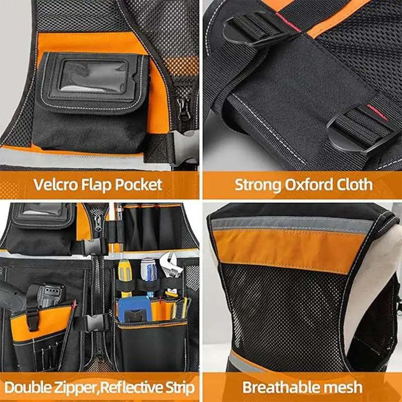 Imagem -05 - All-round Trabalho Tool Vest para Eletricistas Multi-bolsos Heavy Duty Workwear Colete de Segurança