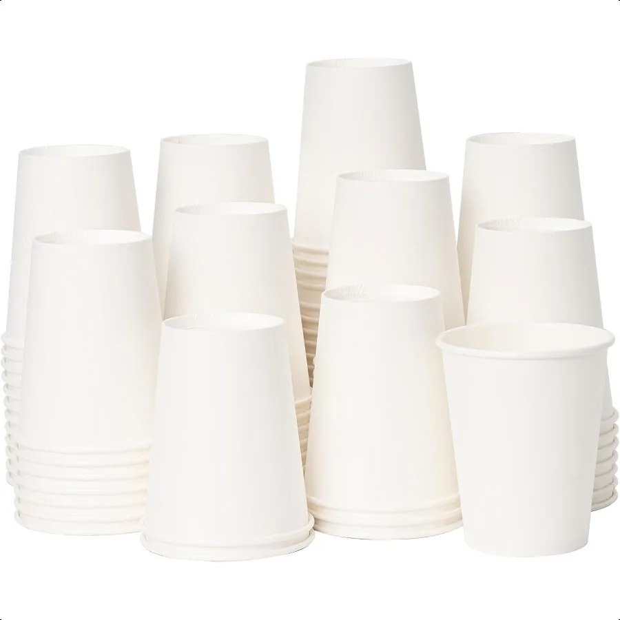 

500 Pack 8 oz Coffee Cups Paper Cups White Hot Drinking Cups