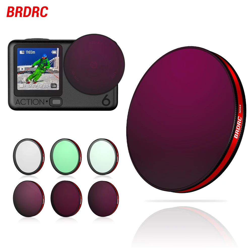 

BRDRC Lens Filters for DJI OSMO Action 6 Accessories UV CPL ND8/ND16/ND32 Neutral Density Filter Set Black Mist Photography Lens