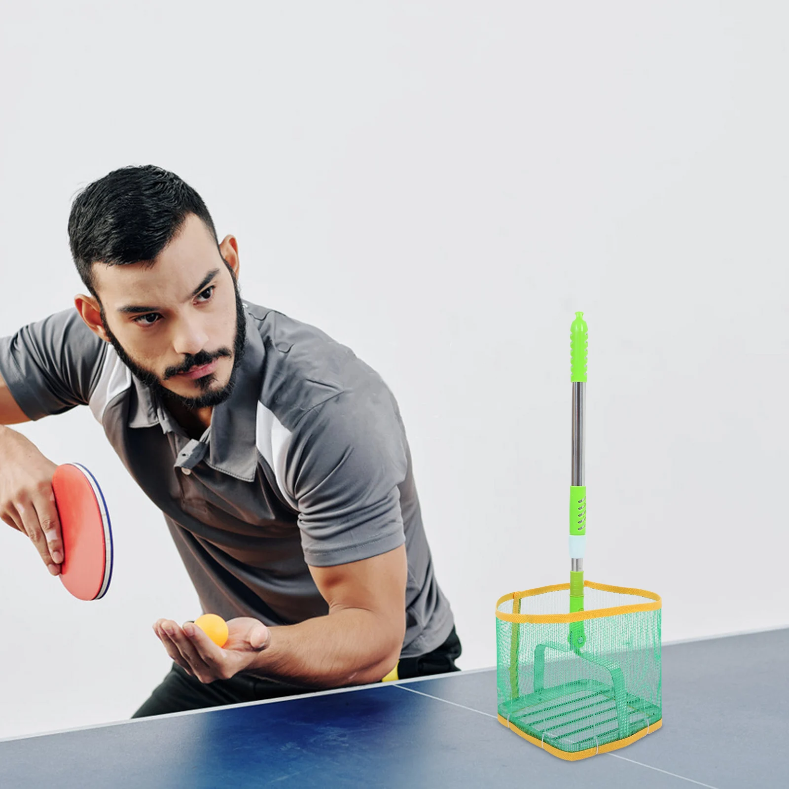 

s Table Tennis Picker Portable Retriever Large Capacity Adjustable Length Quick Loading for Training Golf
