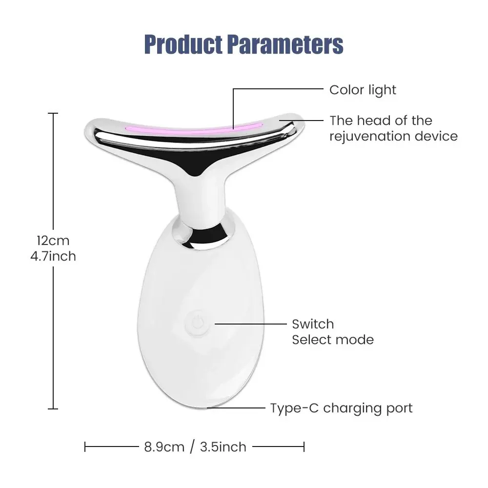 Dispositivo de beleza facial e pescoço sem fio, led ems, para escultura e contorno de mandíbula, com modos de luz led, aprimoramento de importação de íons