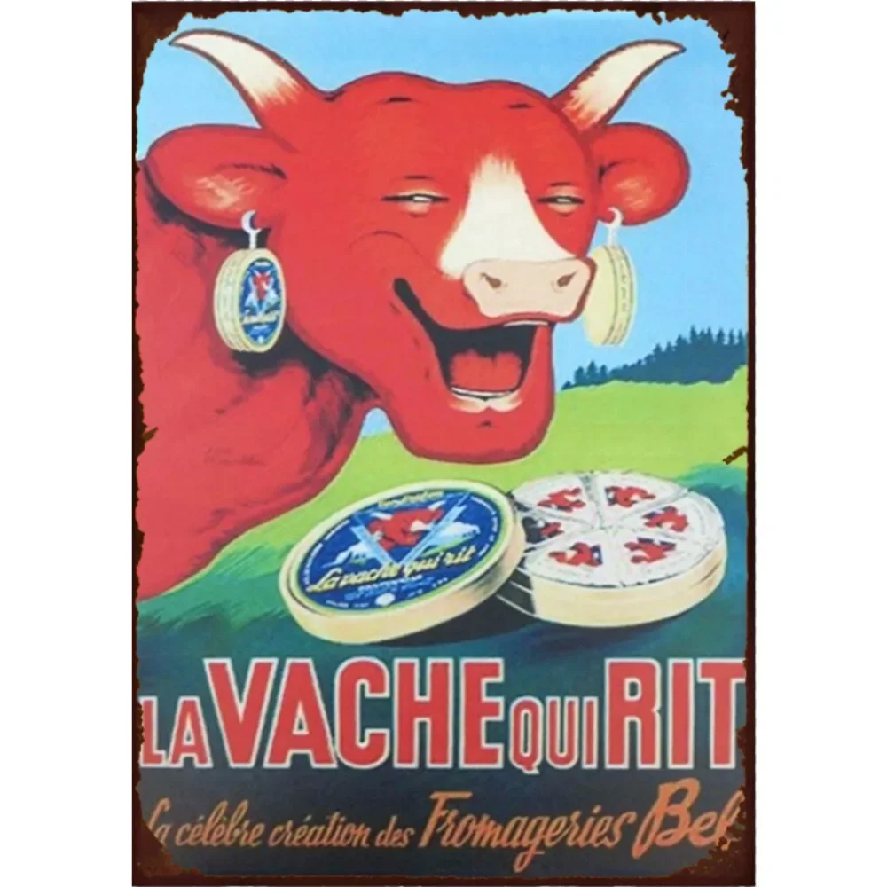 wall accessories decor La Vache Qui Rit French Cheese tin metal sign