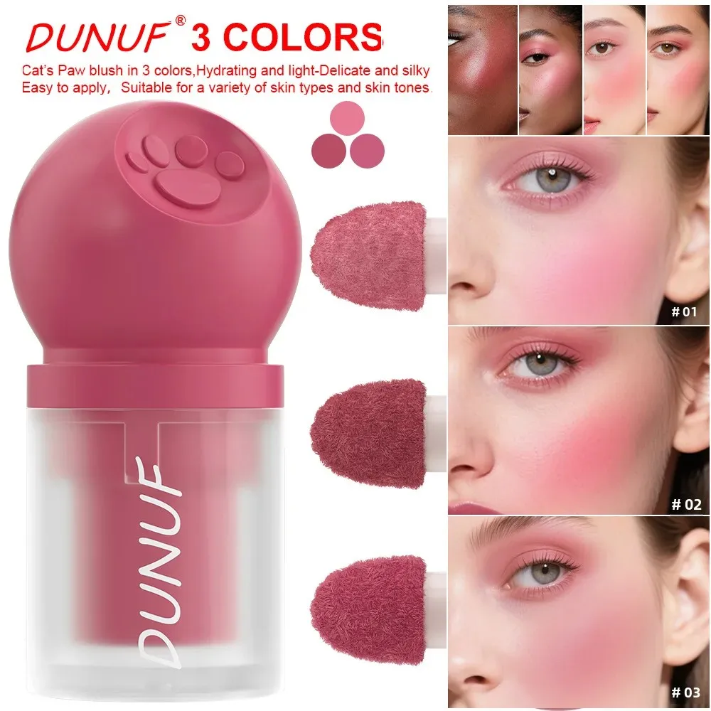 DUNUF Palette di fard per zampa di gatto a 3 colori Idratante, leggero e setoso Facile da applicare Tutti i tipi e toni della pelle