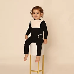 Baby romper kids clothes seeveless elegant leather and cotton set baby overalls boy girls long romper new autumn black romper