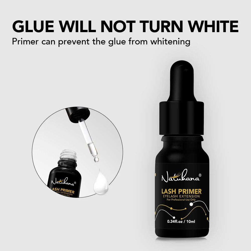Natuhana premium extensões de cílios cola primer 10ml agente de fixação de longa duração para aplicação profissional de cílios ferramenta de maquiagem
