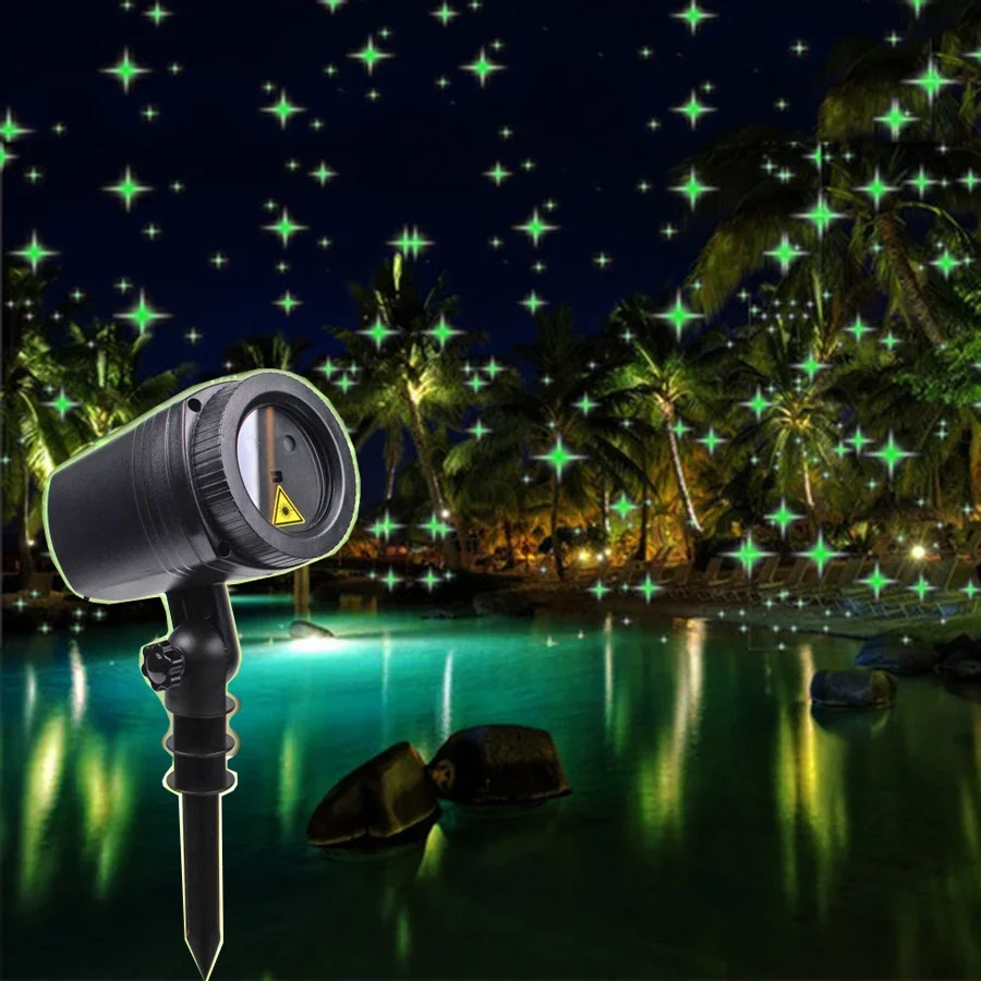 Christmas Projector Laser Lights Outdoor Green Starry Projection Light Waterproof Plug in Green Star Show Landscape Spotlight