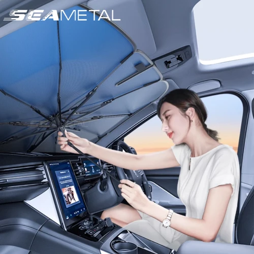 SEAMETAL-Parasol para parabrisas de coche, sombrilla para ventana delantera Interior, aislamiento térmico, cubierta de protección solar, Verano