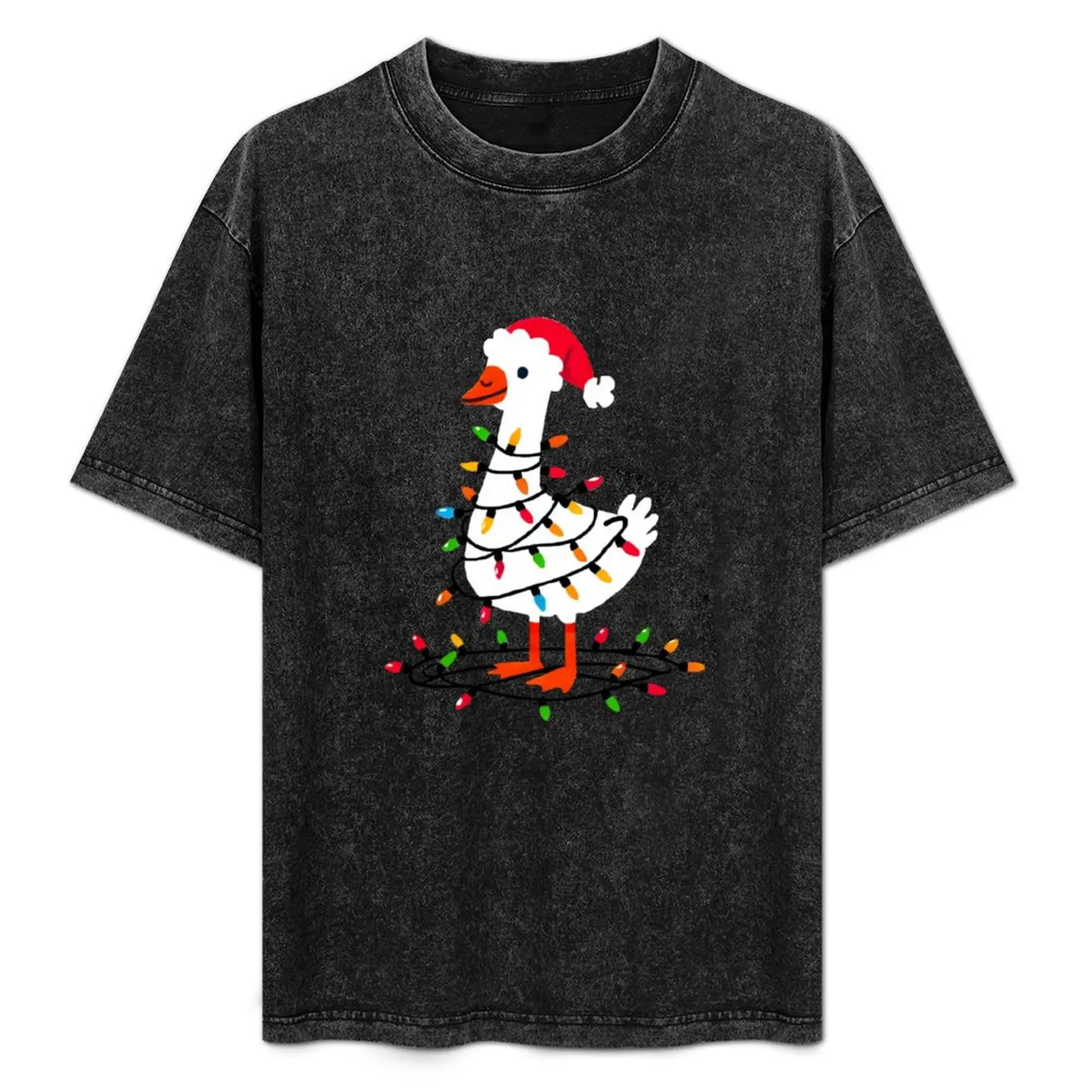 Goose in Santa Hat with Christmas Lights T-Shirt boys whites custom shirt plain white t shirts men