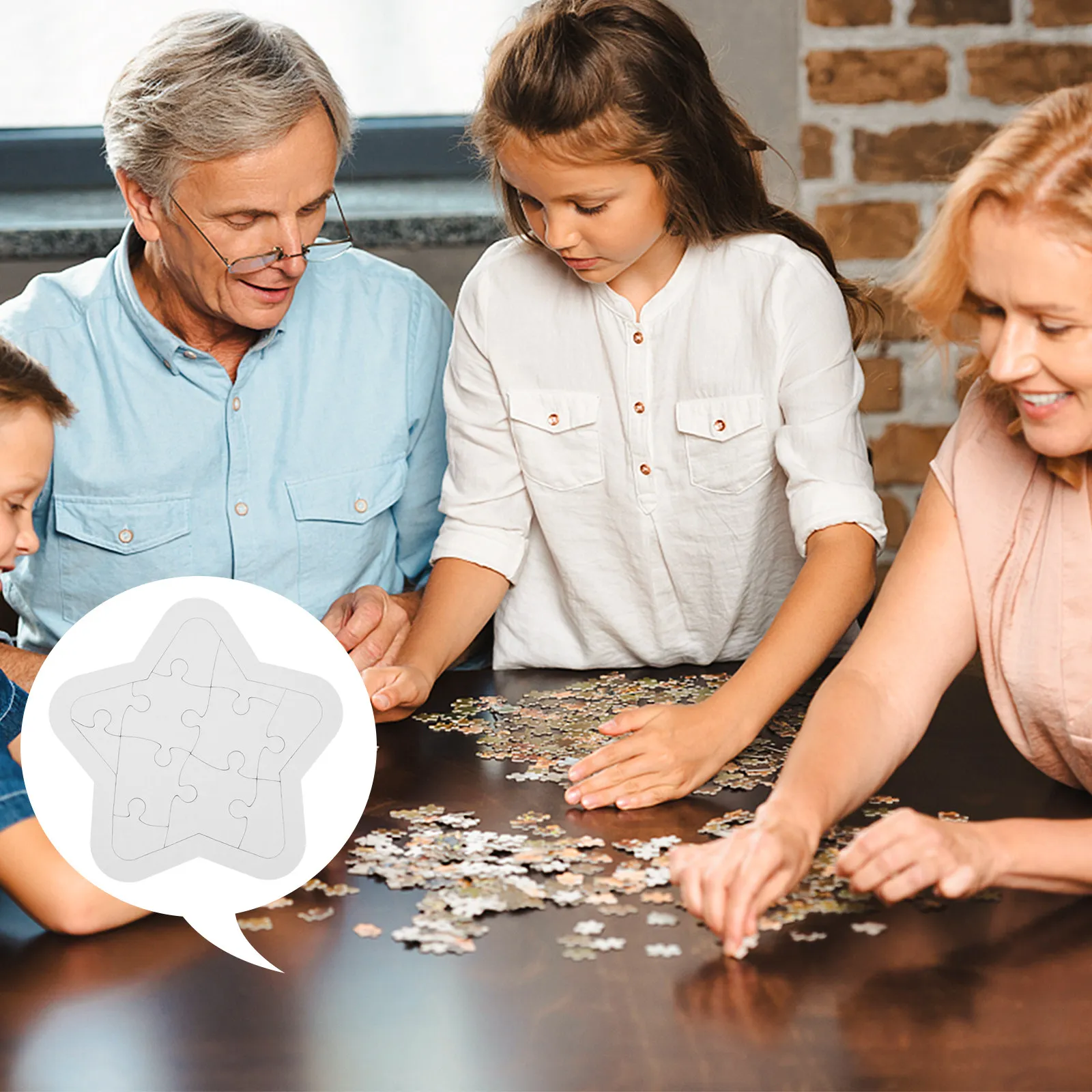 5-Piece Star-Shaped Blank Puzzle Cards for Kids – DIY Coloring, Graffiti Craft & Logic Thinking Activity
