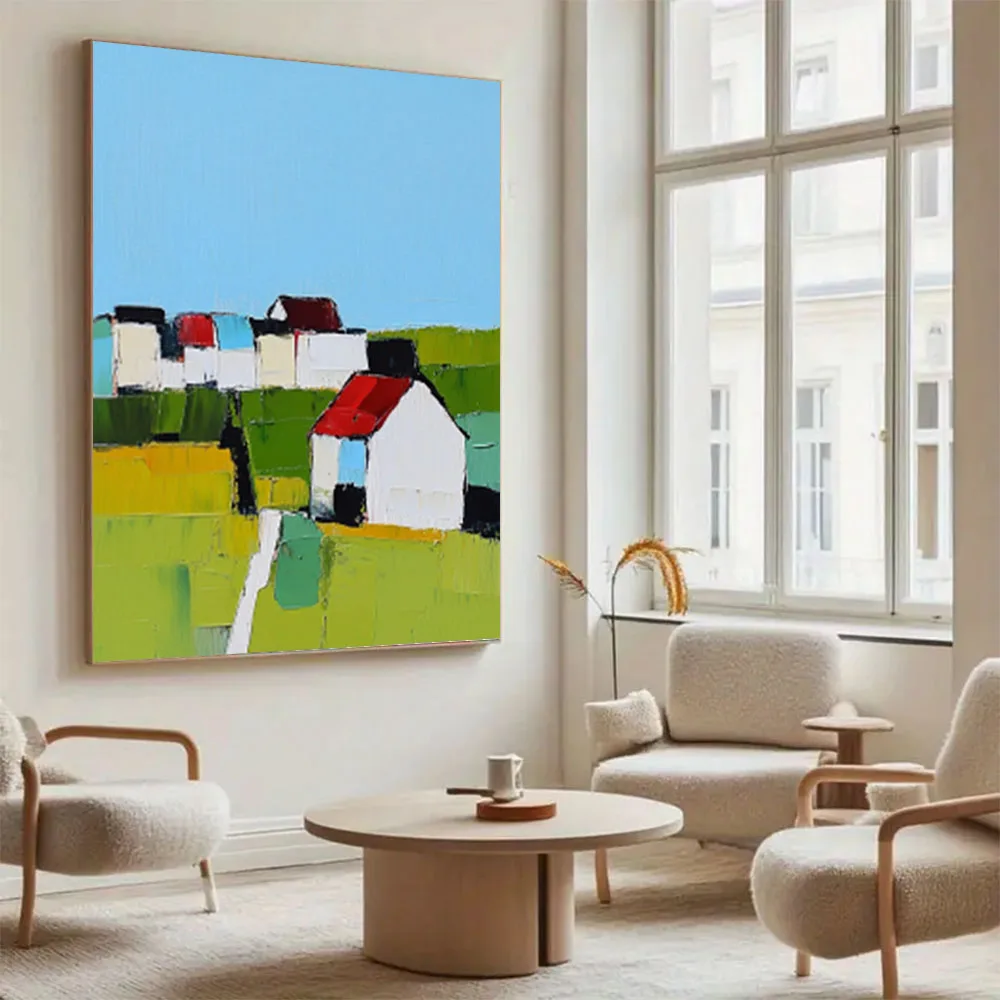 

Abstract Home Decor Wall Art Thick Texture Knife 100% Handmade Oil Painting Modern Living Room Deco Interior Sea View Picture