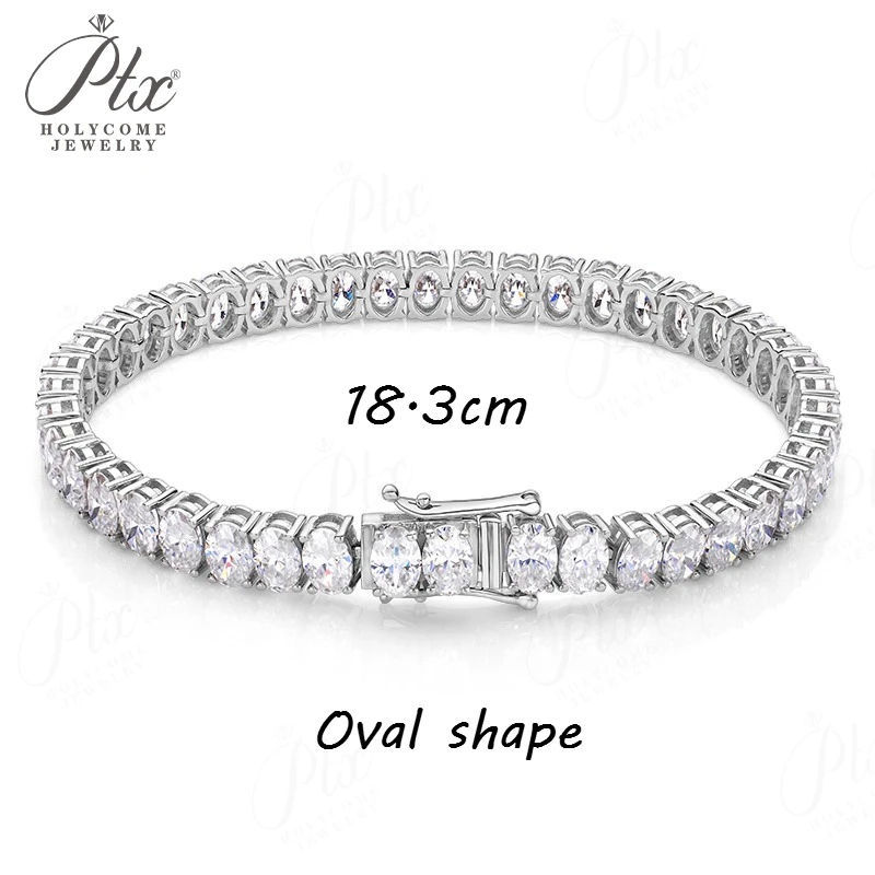 Hiphop Tennis Chain Moissanite Diamond Bracelet 925 Sterling Silver VVS1 Clarity Princess Pear Oval Cut Advanced Jewelry Charms