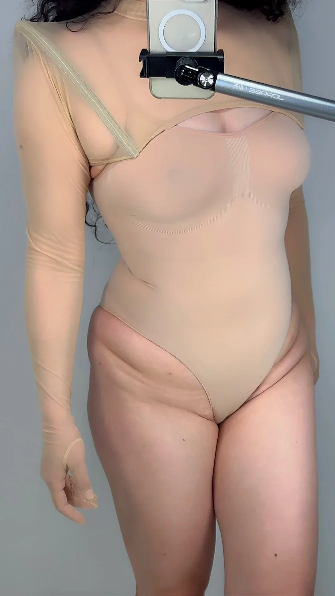 Mesh Nude BOLERO Gloves Fish Bone Structured Lace Sheer Gloved Top Shrug Transparent Spike Cone Corset Bomber Evening One-piece view 6