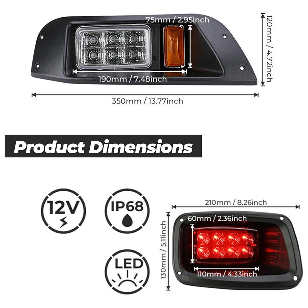 Kit de faros delanteros para carrito de Golf, Compatible con EZGO TXT, luces Led 1996-2013, Gas y eléctrico con instrucciones de instalación