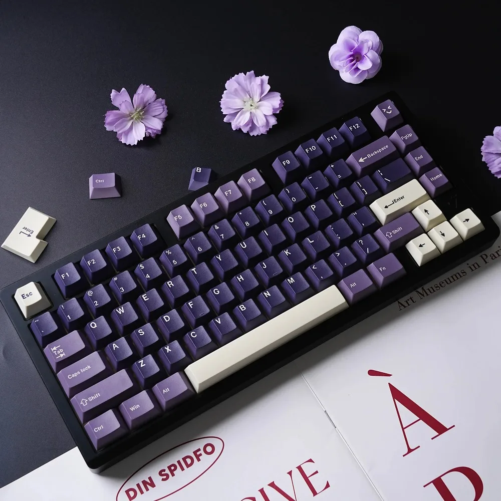 Carbon Purple Dye Sub Mechanical Keyboard Keycaps Set 143 Keys - German Korean Spanish Arabic French Russian ABNT-2 Compatible