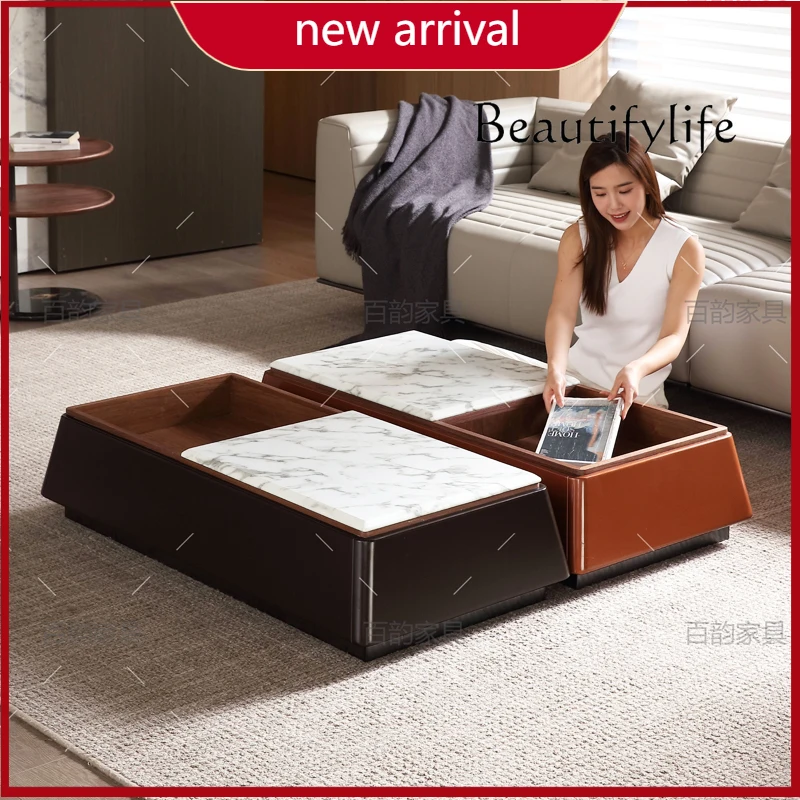 

c Italian minimalist natural marble medium flower white square several villa combination color matching coffee table combination