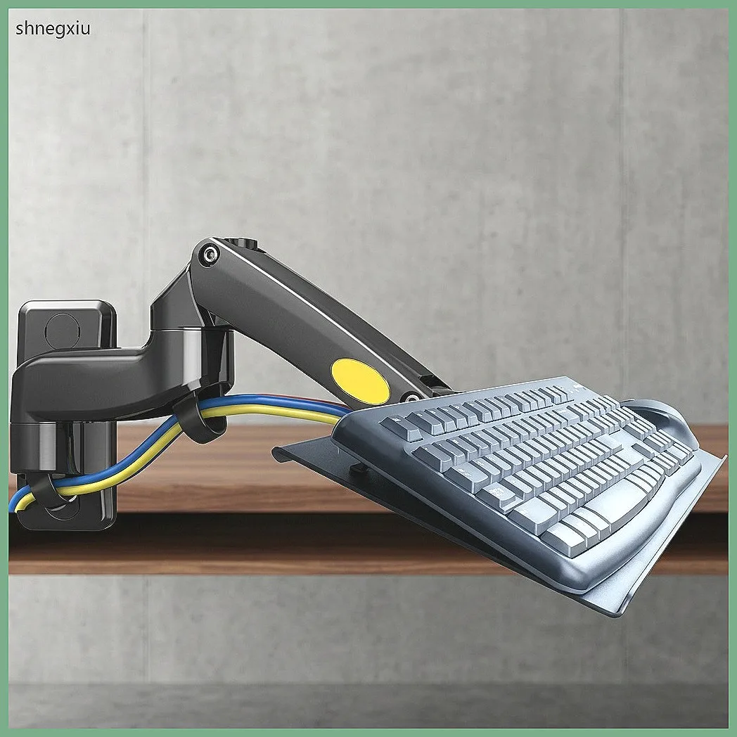 F150-KYM 3-12kg Aluminum Monitor Wall Mount with Gas Spring, Keyboard Tray & 100x100 VESA Plate