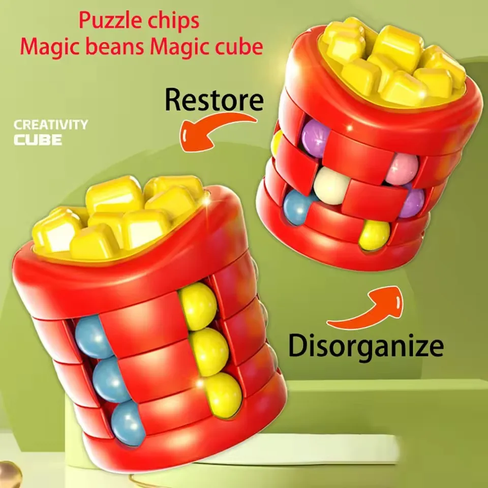 Hambúrguer batatas fritas feijão mágico alívio do estresse fidget espiral rolo bola brinquedo criativo educacional para crianças