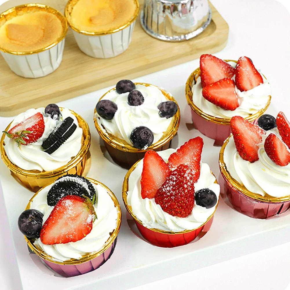 50pcs Cupcake Paper Cups Muffin Cupcake Liners With Cover Baking Cup Tray Oilproof Cake Wrapper Party Wedding Party Cake Tools
