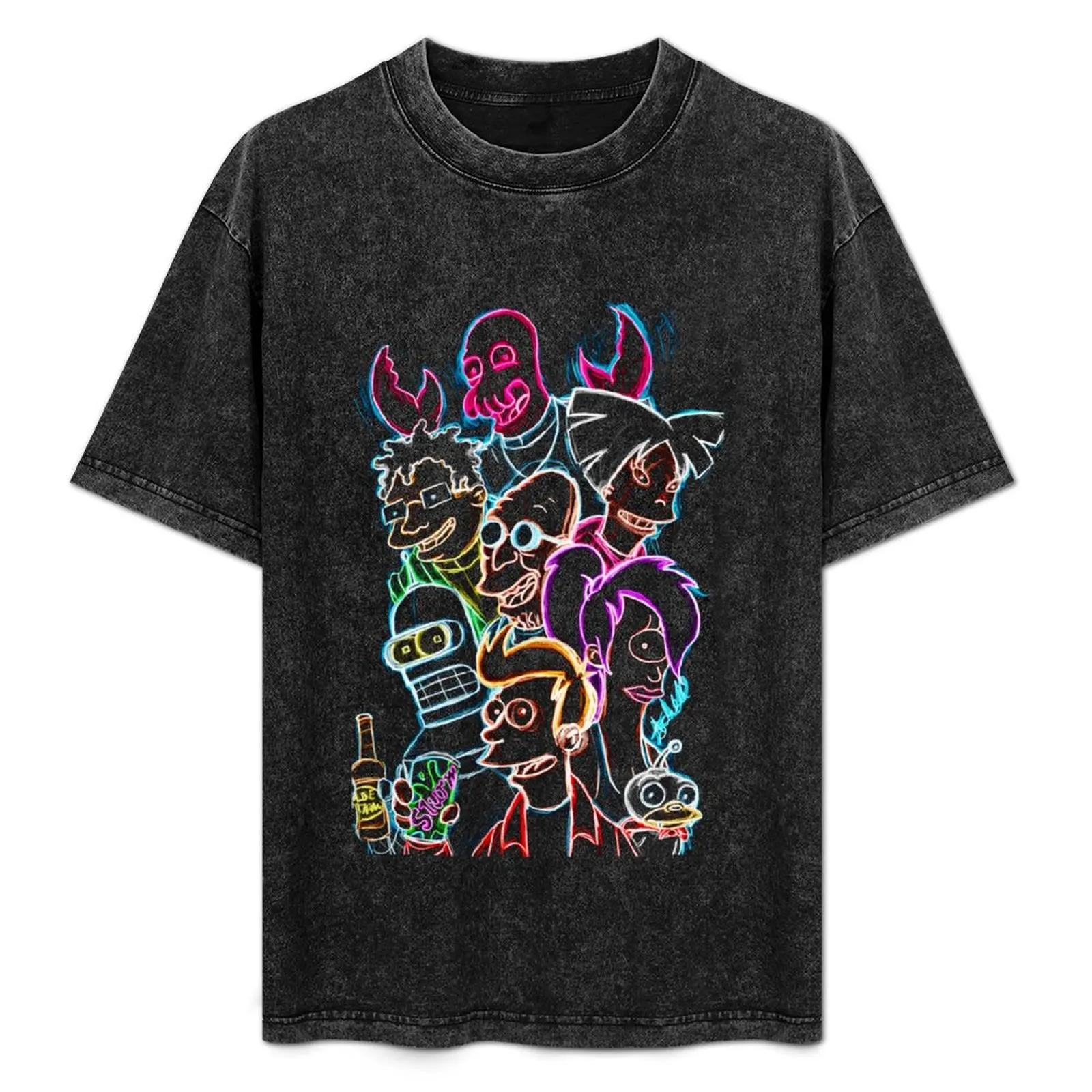 Graphic Futu Cartoons Characters T-Shirt All Match Basic Short Sleeve Top