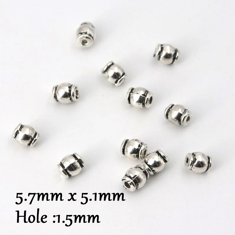 50pcs 5 Styles Tibetan Silver Gold Color Tube Spacer Loose Metal Beads Charm For Jewelry Making Finding Accessories Wholesale