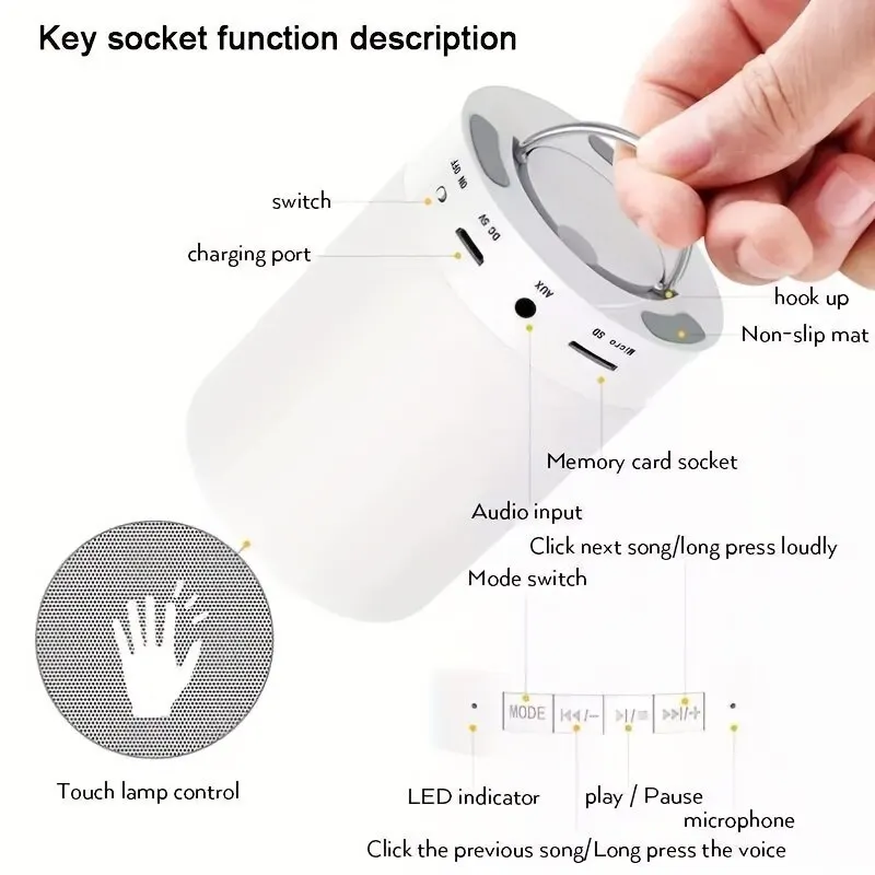 New Bedside Table Lamp Wireless Bluetooth with Speaker Touch Light Colorful LED Night Dimming Atmosphere Table Lamp for Kid Gift