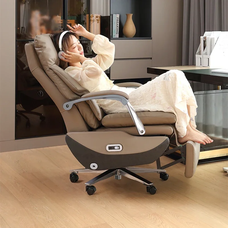 Leather Mobile Office Chairs Vanity Comfortable Cushion Massage Office Chairs Swivel  Modern Furniture